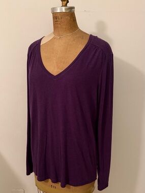 Faded Glory Deep Purple V-Neck Long Sleeve Top